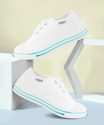 Pu-Pine Boys & Girls Lace Tennis Shoes(White, 13-14 Years)