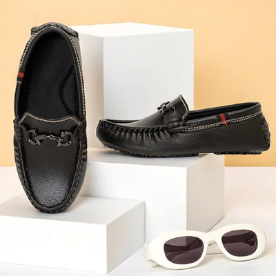Freeplay Boys Slip on Loafers(Black, 6-6.5 Years)