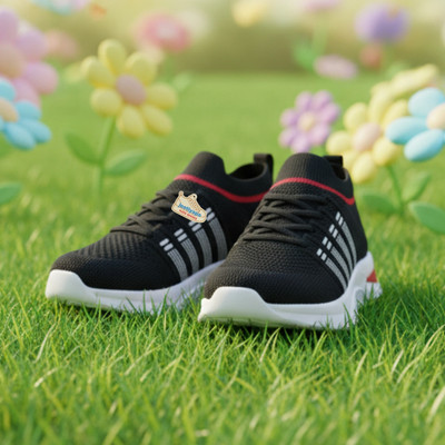 jootiyapa Boys Lace Sneakers(Black, 4.5-5 Years)