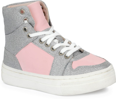 Fresh1947Feet Girls Lace Sneakers(Silver, 3-45)