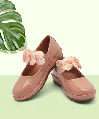 Freeplay Girls Velcro Ballerinas(Brown, 8.5-9Y)