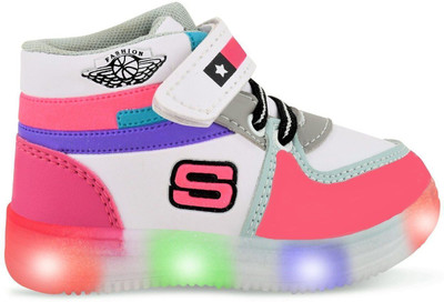 BALAKPLUS Boys & Girls Velcro Sneakers(Pink, 7-8 Years)
