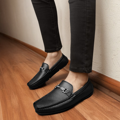 DEALSINJAIPUR Boys Buckle Loafers(Black, 20-22 YEAR)