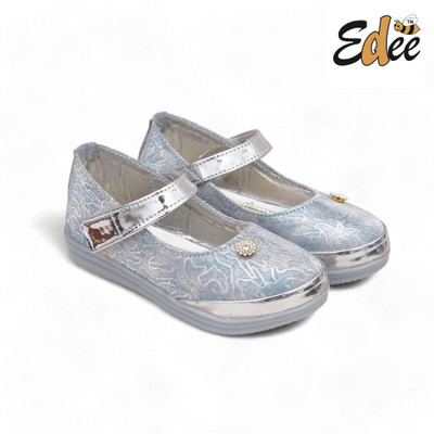 Edee Girls Velcro Ballerinas(Blue, 3.5 To 4 Years)