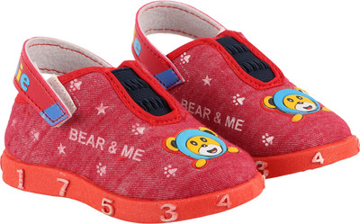 LEVOT Boys & Girls Velcro Sneakers(Red, 15-18 MONTHS)