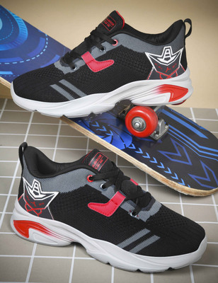 Abros Boys Lace Sneakers(Black, 8-9Y)