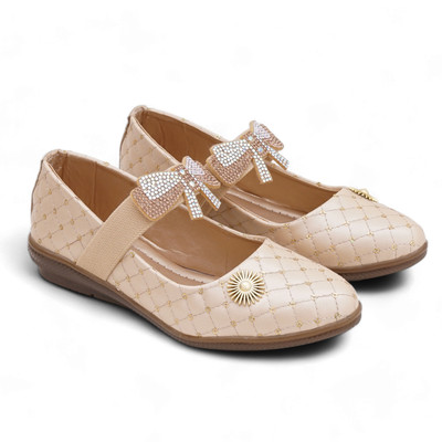 Edee Girls Slip on Ballerinas(Gold, 7.5 To 8 Years)