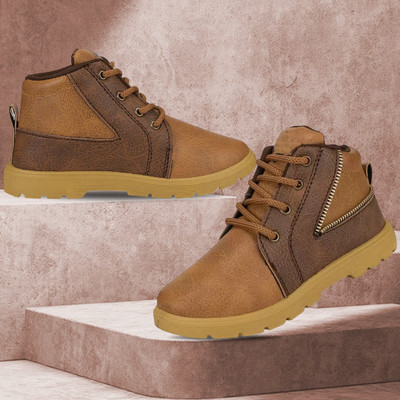 BERSACHE Boys & Girls Lace Sneakers(Brown, 4-5 Years)