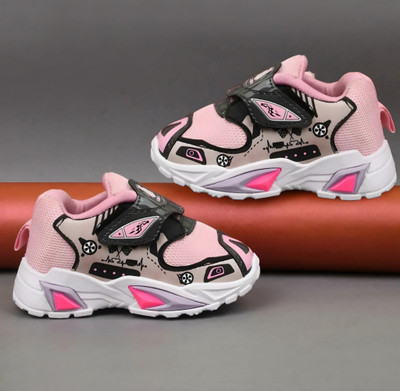 BOOMER CUBS Boys & Girls Velcro Sneakers(Pink, 8-9 Years)