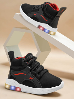 ABLESTEP Boys Velcro Sneakers(Black, 7.5-8 Year)