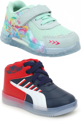 SELCAN Boys & Girls Velcro Sneakers(Green, 7.5-8 Years)