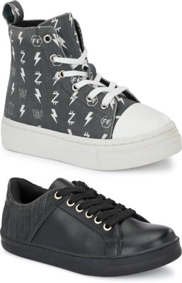 Fresh1947Feet Boys & Girls Lace Sneakers(Grey, 4-4.5 Years)