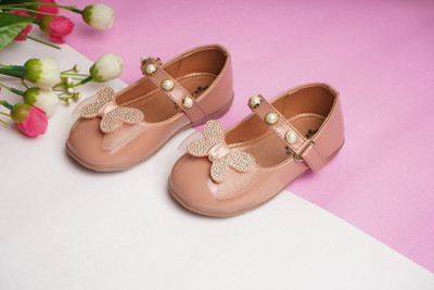 BOYZ N GALZ Girls Velcro Ballerinas(Pink, 11 - 12 years)