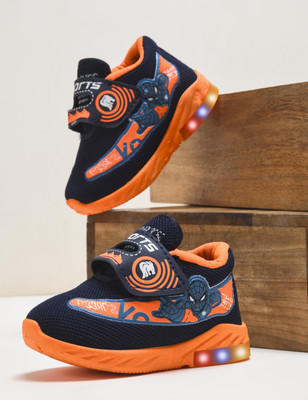 ABLESTEP Boys Velcro Running Shoes(Orange, 7.5-8 Year)