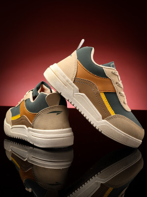 asian Boys Lace Sneakers(Beige, 10-11 Years)