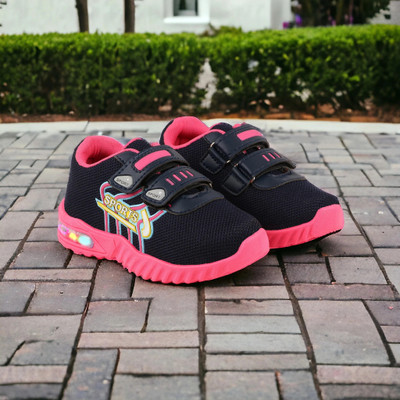 LEVOT Boys & Girls Velcro Running Shoes(Pink, 2-2.5 Years)