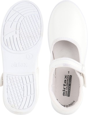 Airfax Girls Velcro Ballerinas(White, 9 - 10 Years)