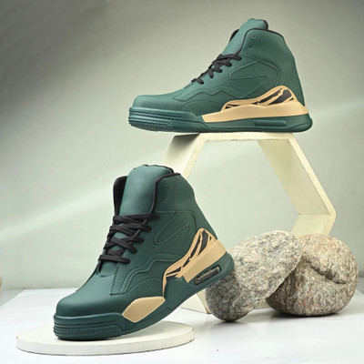 K' Footlance Boys Lace Sneakers(Green, 16 Years & Above)