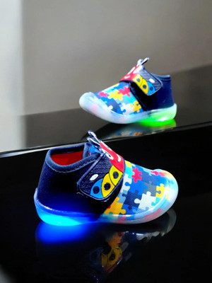 Miss & Chief Boys & Girls Velcro Sneakers(Dark Blue, 15-18 Months)