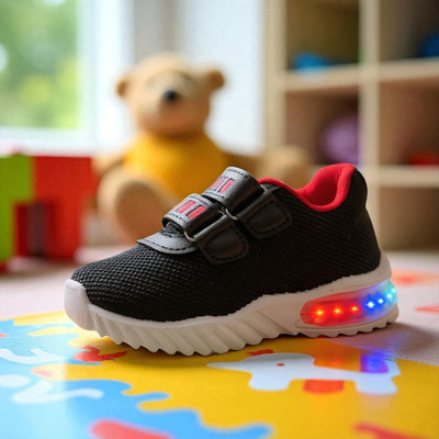 Fut fettoe Boys Velcro Sneakers(Black, 4.5-5 year)
