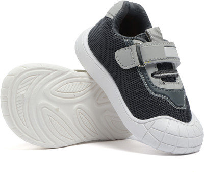 DURUKY Boys & Girls Velcro Running Shoes(Grey, 3.5-4 Years)