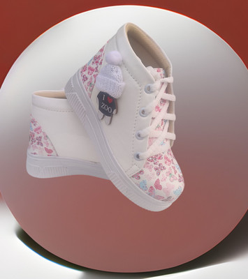 New latest Girls Lace High Top Shoes(White, 8.5-9 yr)
