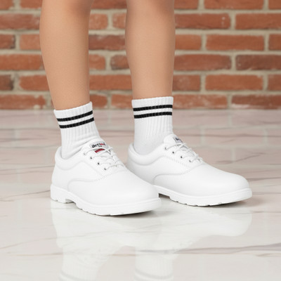action Boys & Girls Lace School Shoes(White, 4 Year)