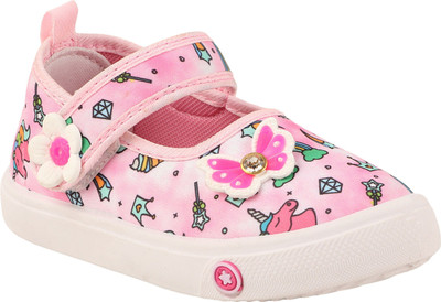 LEVOT Girls Velcro Ballerinas(Pink, 3 - 3.5 Years)