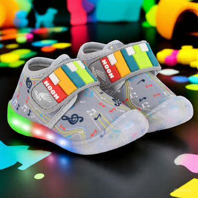 Hooh Boys & Girls Velcro Walking Shoes(Grey, 18-24 Months)