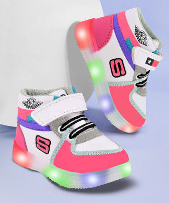 BALAKPLUS Boys & Girls Velcro Sneakers(Pink, 3.5-4 Years)