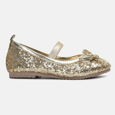 MINI KLUB Girls Slip on Ballerinas(Gold, 3-4 Years)