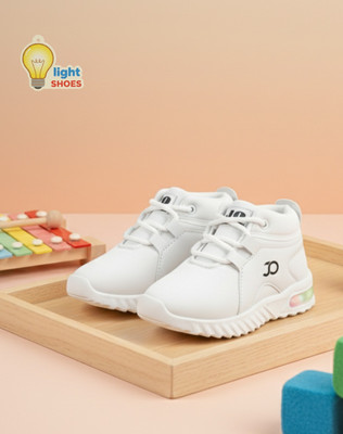 JOSMOS Boys Lace Sneakers(White, 2-2.5 YEARS)