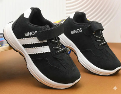 BINOS Boys & Girls Velcro Sneakers(Black, 7-8 Years)