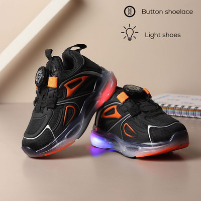 BINOS Boys & Girls Drawstring Sneakers(Black, 3.5-4 Years)