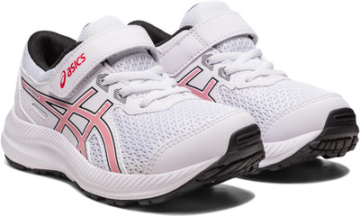 Asics Boys Velcro Running Shoes(White, 6.75 - 7 Years)