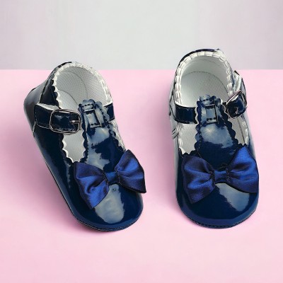 Baby Moo Girls Velcro Ballerinas(Blue, 0-6 Months)