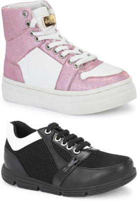 Fresh1947Feet Boys & Girls Lace Sneakers(Pink)