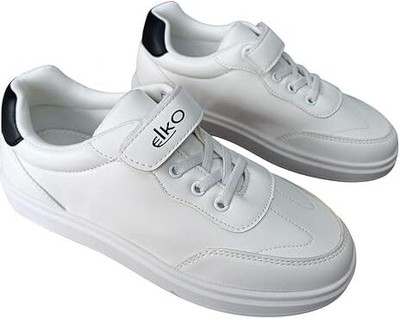 ELKO Boys & Girls Velcro Walking Shoes(White, 10-11 Years)
