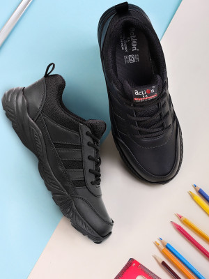 action Boys & Girls Lace School Shoes(Black, 7.5 Years)