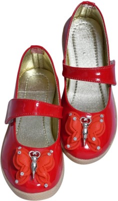 New Collection Disney Princess Girls Velcro Ballerinas(Red, 7-7.5 Years)