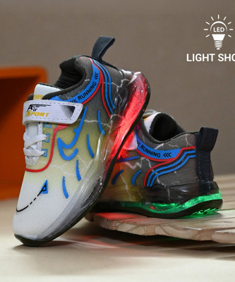 Birde Boys Velcro Running Shoes(Black, 7.5-8 YEARS)