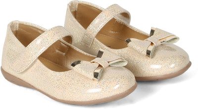 PlanetWear Girls Velcro Ballerinas(Gold)