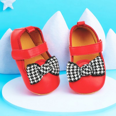 Baby Moo Girls Velcro Ballerinas(Red, 6-9 Months)