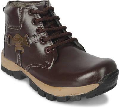 SIYA Boys Lace Casual Boots(Brown, 5-6 Years)