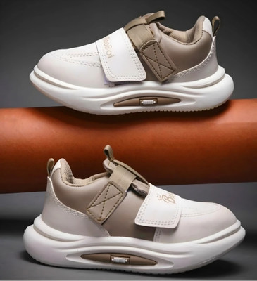 HOOH - Now comfort in fashion Boys & Girls Velcro Sneakers(Tan, 3-3.5 Years)