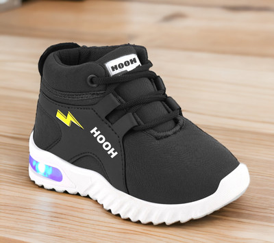 Hooh Boys & Girls Lace Casual Boots(Black, 3-3.5 Years)