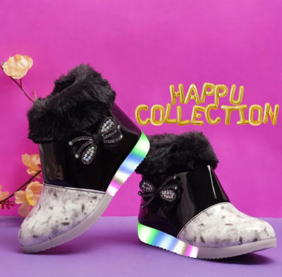 HAPPU COLLECTION Girls Zip Casual Boots(Black, 2.5 Years)