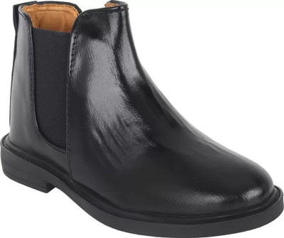 SIMATA Boys Slip on Casual Boots(Black, 4.5-5 Years)