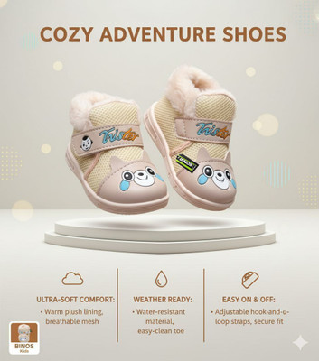 BINOS Boys & Girls Velcro Sneakers(Orange, 18-24 Months)