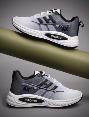 Crazyly Boys & Girls Lace Running Shoes(Grey, 11-12 Years)